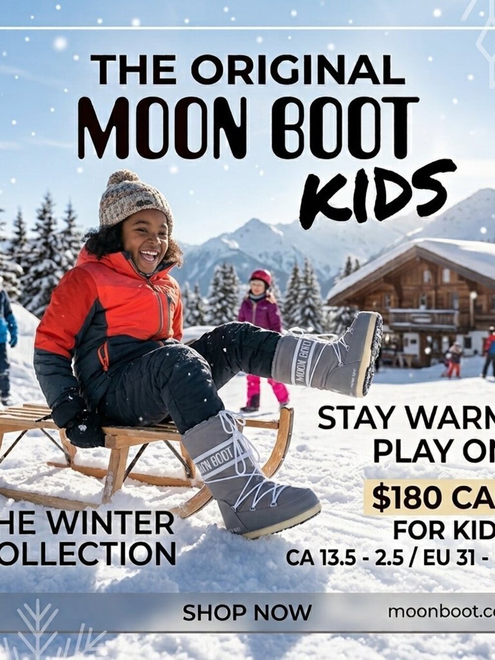 MOON BOOT Kids Snow Boots Grey White